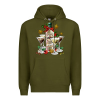 Army Green Christmas martini  and martini bottle Premium Hoodie - AdoDesignShop