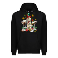 Black Christmas martini  and martini bottle Premium Hoodie - AdoDesignShop