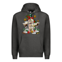 Charcoal Heather Christmas martini  and martini bottle Premium Hoodie - AdoDesignShop