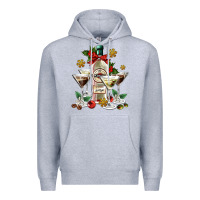 Heather Grey Christmas martini  and martini bottle Premium Hoodie - AdoDesignShop