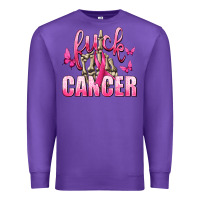 Purple Fuck Cancer with Butterflies Premium Sweatshirt - texasbilliewilder