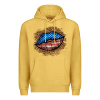 Antique Gold western 4 of july lips Premium Hoodie - BundleAndBundleShop