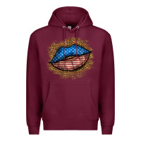 Burgundy western 4 of july lips Premium Hoodie - BundleAndBundleShop