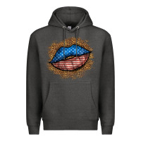 Charcoal Heather western 4 of july lips Premium Hoodie - BundleAndBundleShop