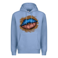 Colony Blue western 4 of july lips Premium Hoodie - BundleAndBundleShop