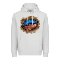 Dove Grey western 4 of july lips Premium Hoodie - BundleAndBundleShop