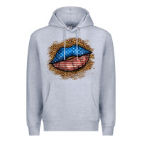Heather Grey western 4 of july lips Premium Hoodie - BundleAndBundleShop