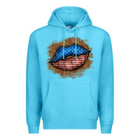 Ocean Blue western 4 of july lips Premium Hoodie - BundleAndBundleShop