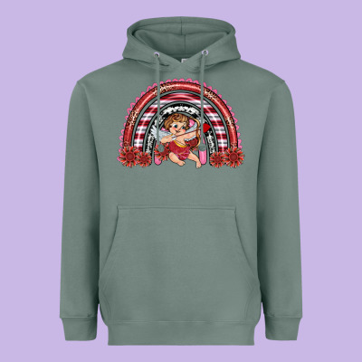 Heavyweight Hoodie valentine's day cupid rainbow