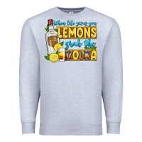 Heather Grey when life gives you lemons grab the vodka Premium Sweatshirt - Zillion Design Studio