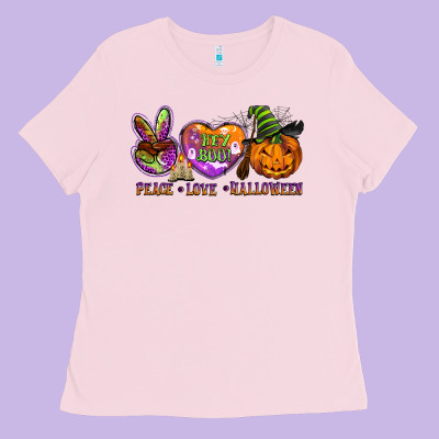 Peace Love Halloween Ladies Tee Designed By Barkaloodesign