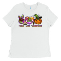 White peace love halloween Ladies Tee - BarkalooDesign