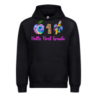 Black hello first grade tie dye 3200x2400 Urban Hoodie - AdoDesignShop