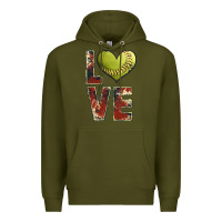 Army Green softball love Premium Hoodie - JahusDesignShop