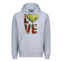 Heather Grey softball love Premium Hoodie - JahusDesignShop