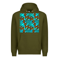 Army Green turquoise leopard seamless pattern Premium Hoodie - BundleAndBundleShop