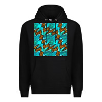 Black turquoise leopard seamless pattern Premium Hoodie - BundleAndBundleShop