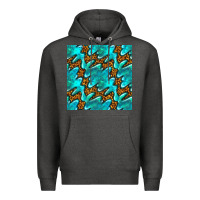 Charcoal Heather turquoise leopard seamless pattern Premium Hoodie - BundleAndBundleShop
