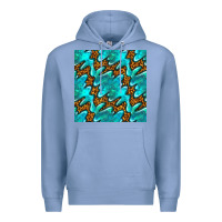 Colony Blue turquoise leopard seamless pattern Premium Hoodie - BundleAndBundleShop