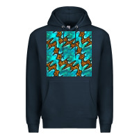 Navy turquoise leopard seamless pattern Premium Hoodie - BundleAndBundleShop