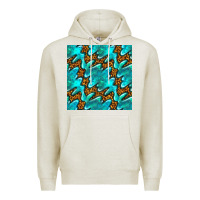 Oatmeal Heather turquoise leopard seamless pattern Premium Hoodie - BundleAndBundleShop