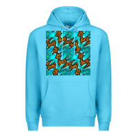 Ocean Blue turquoise leopard seamless pattern Premium Hoodie - BundleAndBundleShop