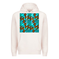 Pale Pink turquoise leopard seamless pattern Premium Hoodie - BundleAndBundleShop