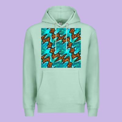 Turquoise Leopard Seamless Pattern Premium Hoodie Designed By Bundleandbundleshop