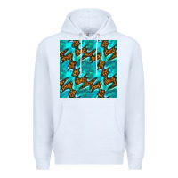 White turquoise leopard seamless pattern Premium Hoodie - BundleAndBundleShop