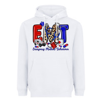 White emt emergency medical technician Heavyweight Hoodie - Zillion Design Studio