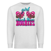 Oatmeal Heather Girl Check Those Boobies Premium Sweatshirt - texasbilliewilder