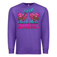 Purple Girl Check Those Boobies Premium Sweatshirt - texasbilliewilder