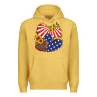 Antique Gold america heart and sunflower Premium Hoodie - Artiststas