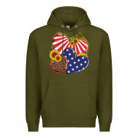 Army Green america heart and sunflower Premium Hoodie - Artiststas