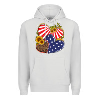 Dove Grey america heart and sunflower Premium Hoodie - Artiststas