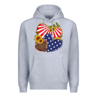 Heather Grey america heart and sunflower Premium Hoodie - Artiststas