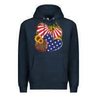 Navy america heart and sunflower Premium Hoodie - Artiststas