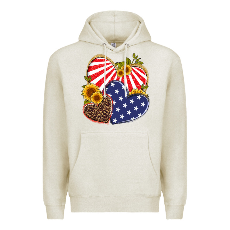 America Heart And Sunflower Premium Hoodie by Artiststas | Teevron