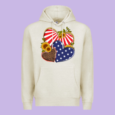 America Heart And Sunflower Premium Hoodie Designed By Artiststas