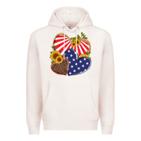 Pale Pink america heart and sunflower Premium Hoodie - Artiststas