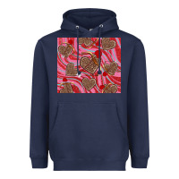 Navy valentine's day hearts bow and arrow Heavyweight Hoodie - RanaPortraitStore