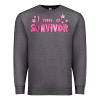 Charcoal Heather I Am a Survivor Breast Cancer Premium Sweatshirt - texasbilliewilder