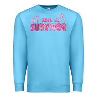 Ocean Blue I Am a Survivor Breast Cancer Premium Sweatshirt - texasbilliewilder