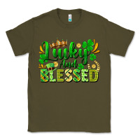 Army Green lucky and blessed Classic Tee - FaDigitalArtStudio