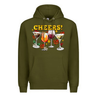 Army Green Cheers Christmas Coctail Premium Hoodie - AdoDesignShop
