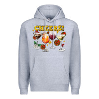 Heather Grey Cheers Christmas Coctail Premium Hoodie - AdoDesignShop