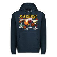Navy Cheers Christmas Coctail Premium Hoodie - AdoDesignShop