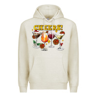 Oatmeal Heather Cheers Christmas Coctail Premium Hoodie - AdoDesignShop