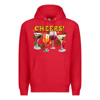 Red Cheers Christmas Coctail Premium Hoodie - AdoDesignShop