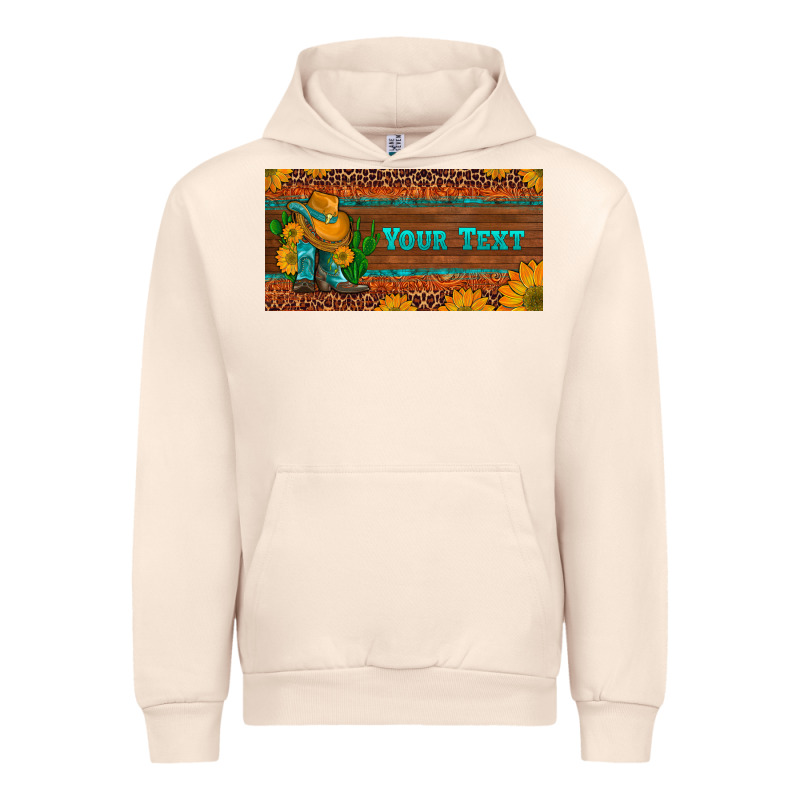 Preview Custom Cowboy Boots Sunflowers And Cactus License Plate Urban Hoodie by Artiststas | Teevron